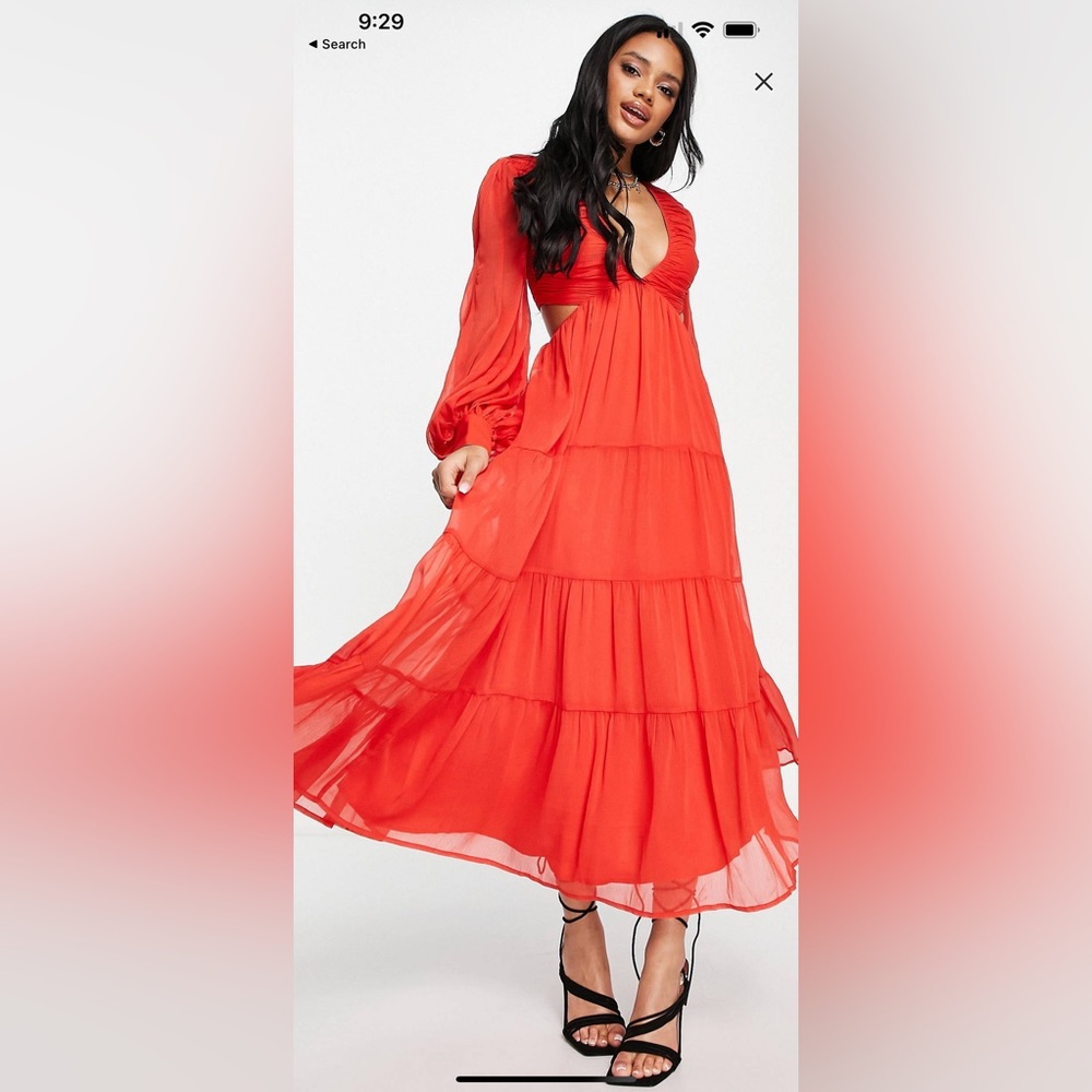 Lace up back pleated dress